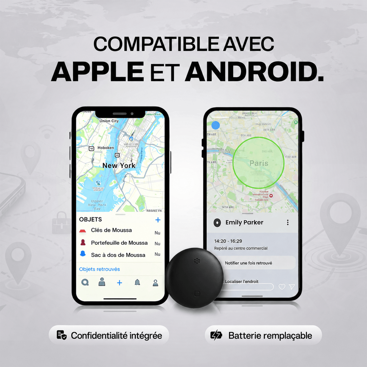 GP90 - Tracker GPS précis sans abonnement (android/apple)