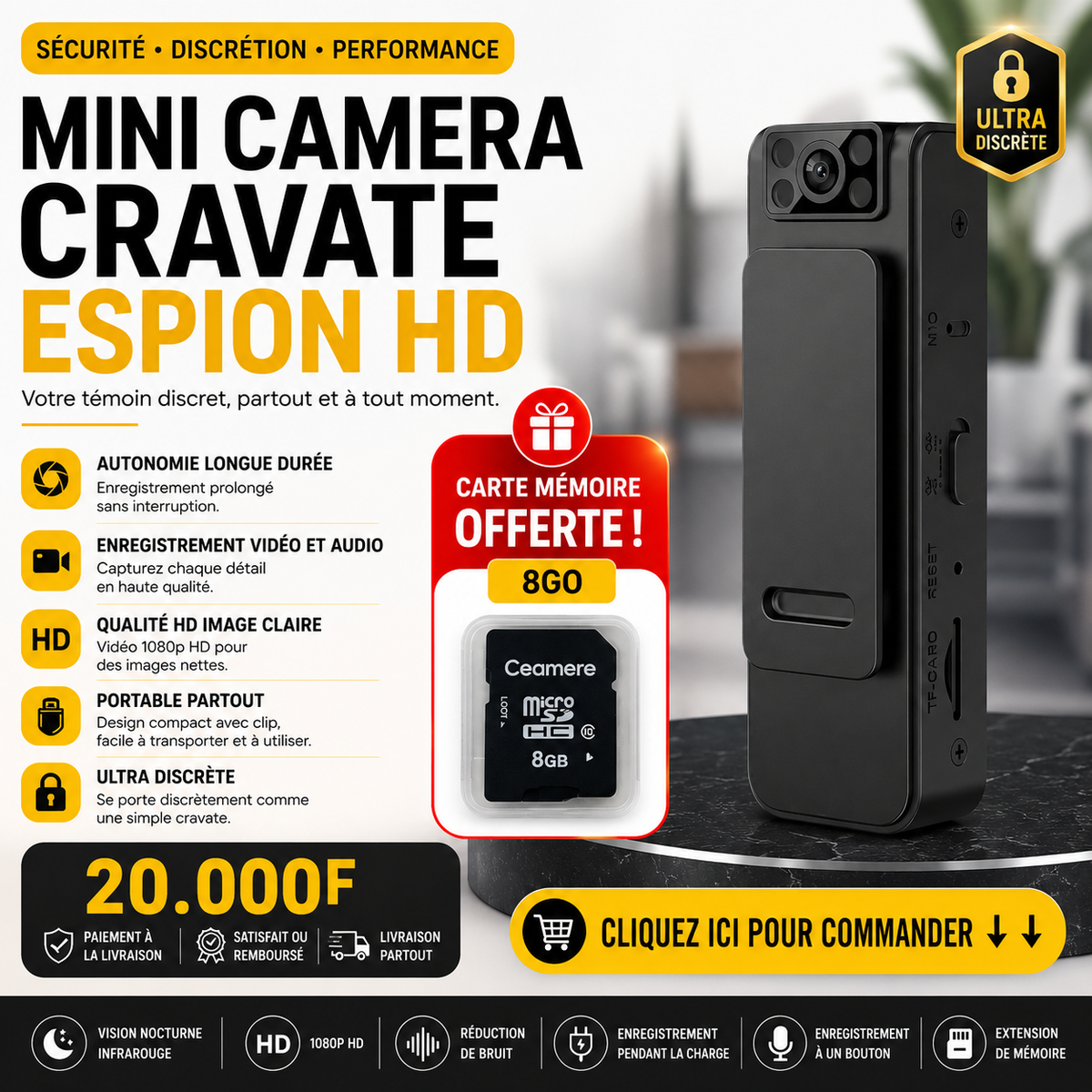 Mini Caméra D'enregistrement Vocal Et Vidéo